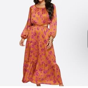 Jessica Simpson Orange Long Sleeve Sundress